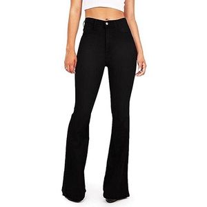 High Waist Slim Flare Bell Bottom Pants Black